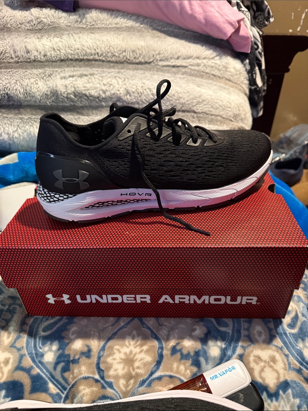 Under Armour Women's Black and White HOVR Training Sneakers